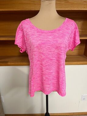 Xersion Hot Pink Space-Dye Short Sleeve Scoop Neck Tee
